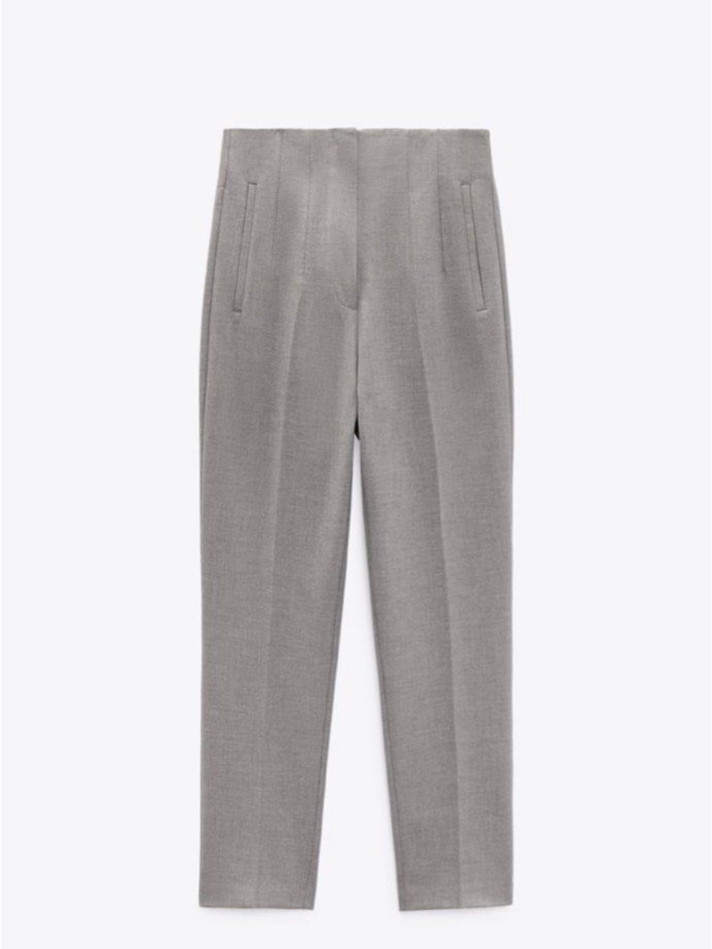 Zara Gray High-Waist Tailored Tapered Pants